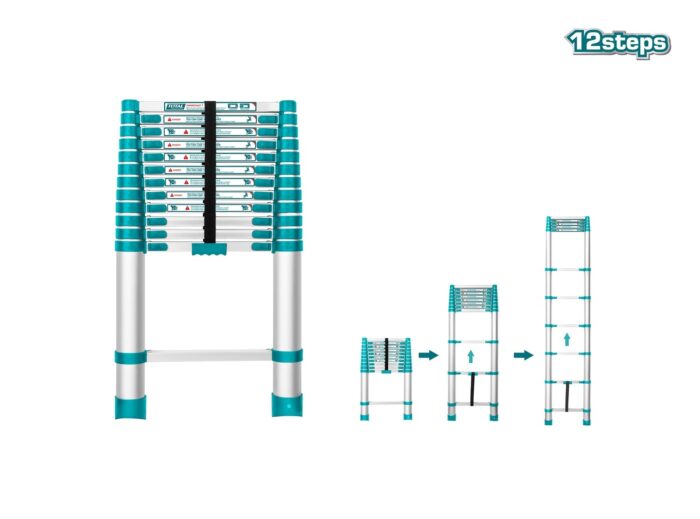 Total 12 Step Telescopic Ladder -THLAD08121 - Image 1