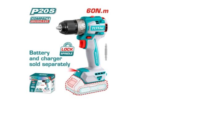 Total 20v Lithium-Ion Compact Brushless Cordless Drill- TDLI206021 - Image 1