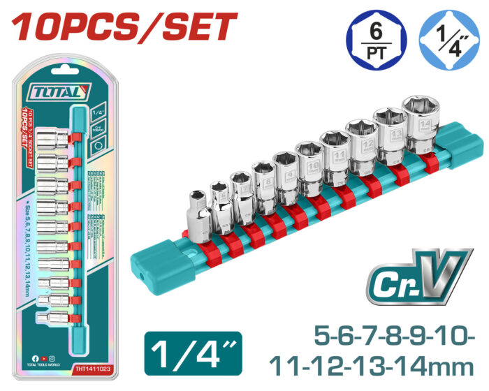Total 10 Pcs 1/4" Socket Set - THT1411023 - Image 1