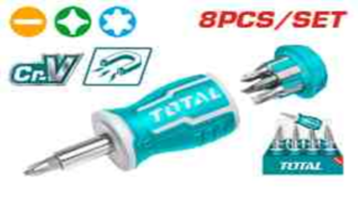 Total 8 IN 1 Stubby Screwdriver Set - TACSDS0706 - Image 1