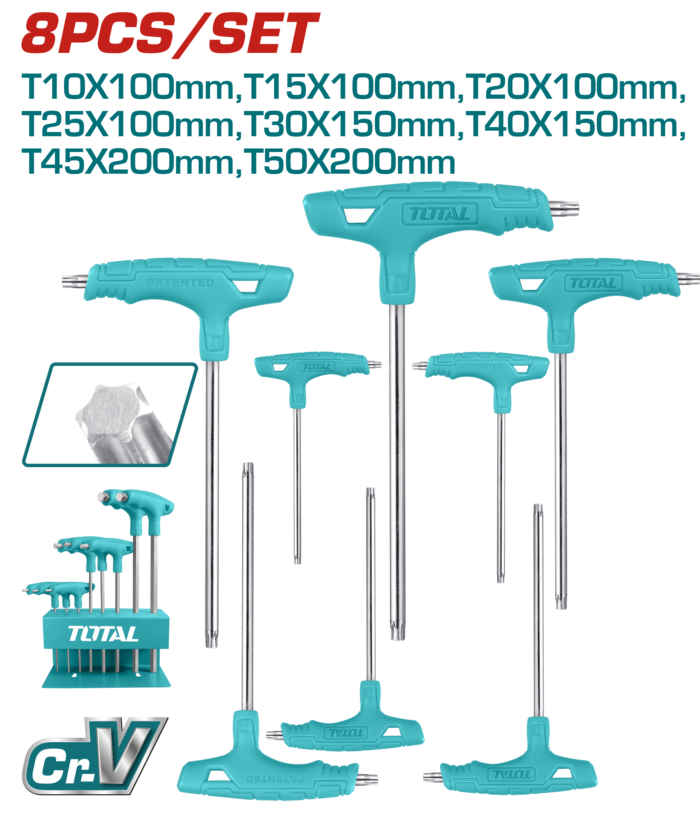 Total 8 Pcs T-Handle Torx Wrench Set - THHW80836 - Image 1
