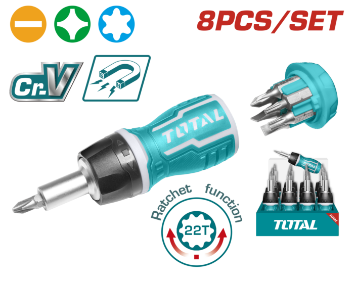 Total 8 IN 1 Stubby Screwdriver Set - TACSDS1726 - Image 1