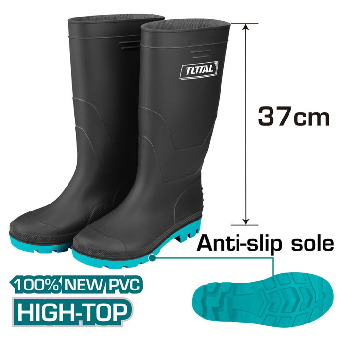 Total Black Rain Boots [ 100% PVC ] Size: 42 - TSP302LAB.42 - Image 1