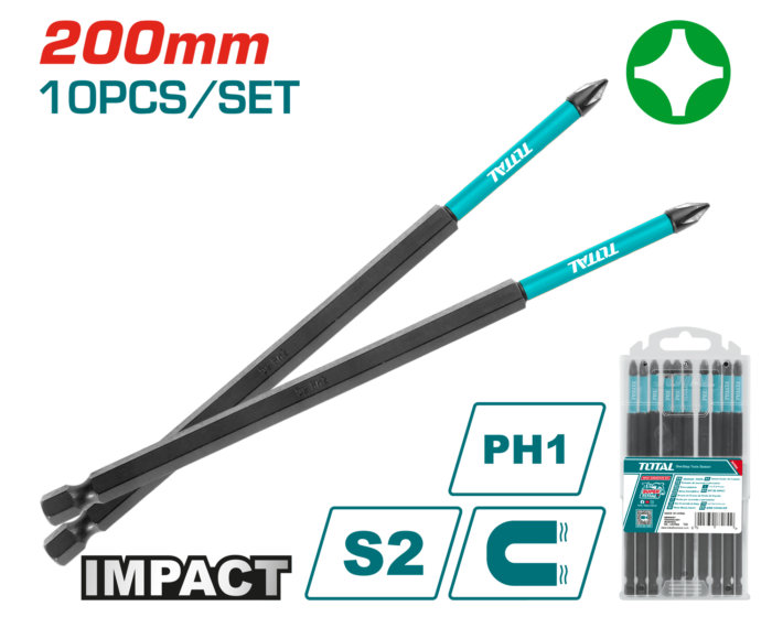 Total 10 PCS PH1*200mm Impact Screwdriver Bit – TACIM16PH183 - Image 1