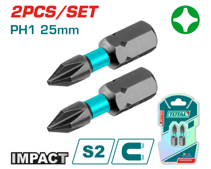 Total 2PCS Impact Screwdriver Bits Set - TACIM71PH150 - Image 1