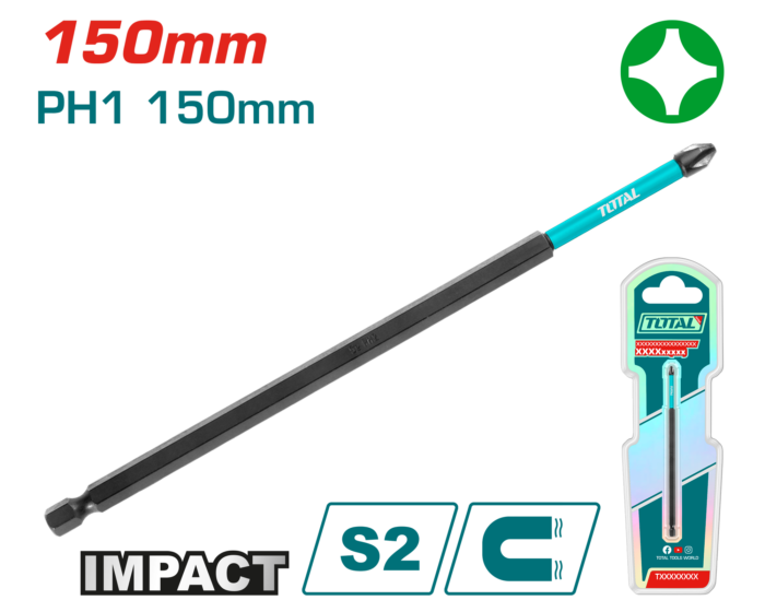 Total 150mm Impact Screwdriver Bit- TACIM71PH1150 - Image 1