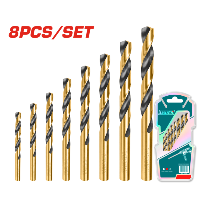Total 8 PCS HSS Twist Drill Bits Set - TACSD0801 - Image 1
